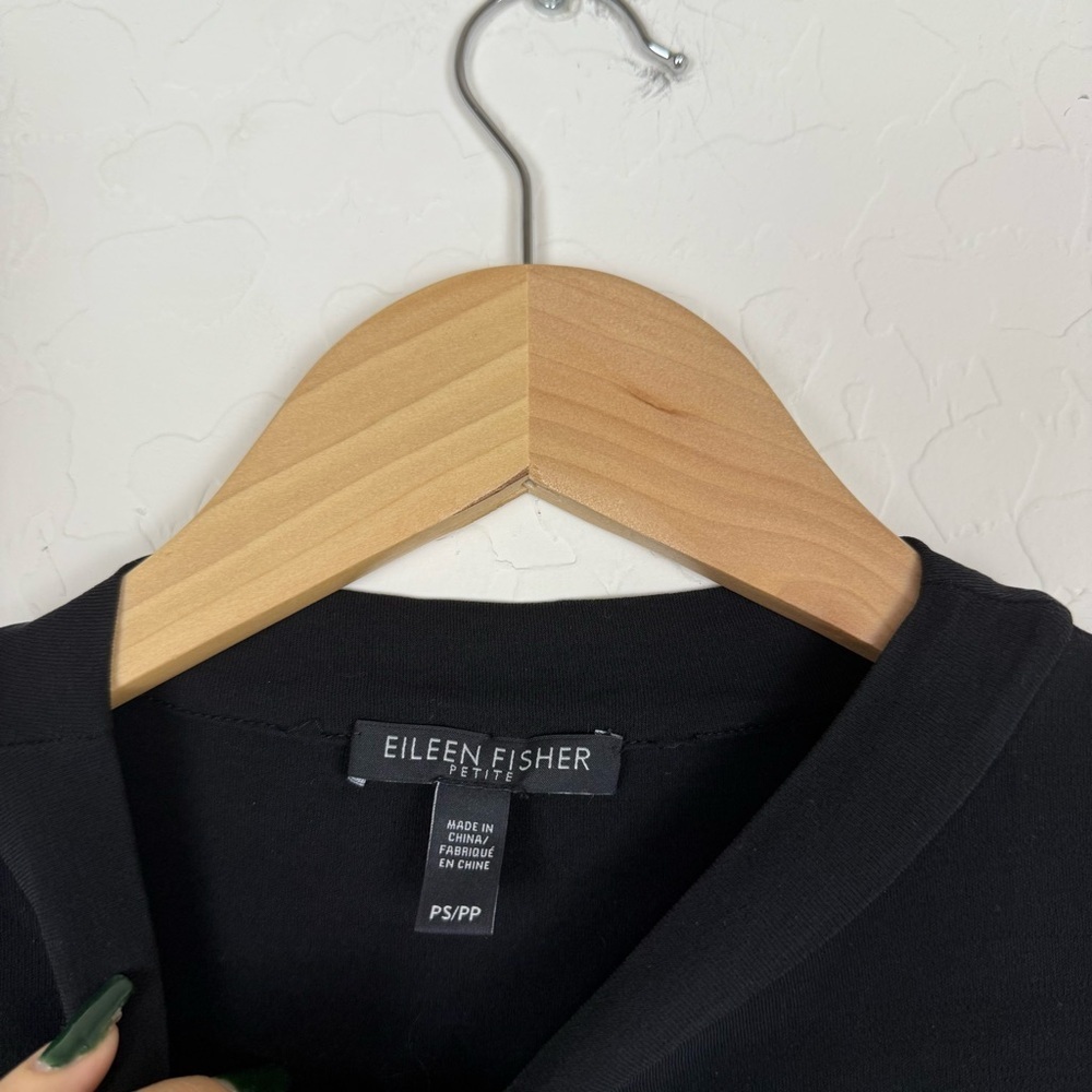 Eileen Fisher Black Silk Sheer Layer Sleeveless Tunic Top - Picture 3 of 7